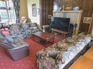 a living room with couches and a flat screen tv at 169 Forbury Road in Dunedin