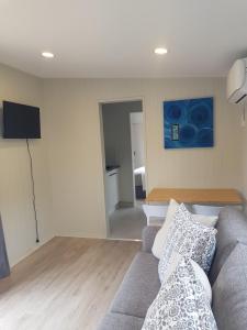 TV a/nebo společenská místnost v ubytování BRAND NEW Perfect tiny home in Mangawhai