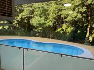 a swimming pool on top of a metal railing at La avellaneda in Arenas de San Pedro