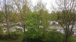 Blick auf eine Brücke über einen Fluss mit Bäumen in der Unterkunft Bungalowpark Simpelveld - Schakel 24 in Simpelveld + 1 Foto