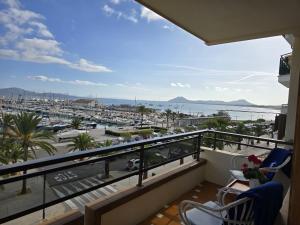 a balcony with a view of a harbor at Apartamento Joandani by Feseal - Puerto Pollensa in Port de Pollensa