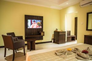 En TV eller et underholdningssystem på Oasis Hotel Restaurant & Spa