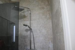 a shower with a glass door in a bathroom at LUX PENTHOUSE Klopeiner See Apartment Ferienwohnung FeWo in Sankt Kanzian +41 photos