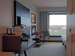 TV a/nebo společenská místnost v ubytování ibis Styles Genève Carouge
