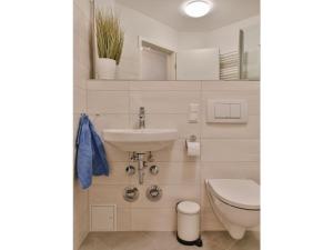 a bathroom with a sink and a toilet at Ferienwohnung Roland in Sellin in Ostseebad Sellin