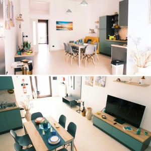 a kitchen and a living room with a dining room at Domus Urbana - Guest House in Pompei