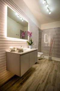 a bathroom with a sink and a mirror at appartamento l'olivo in San Gimignano