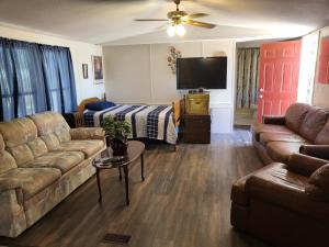 a living room with two couches and a tv at destination getaway in Truth or Consequences