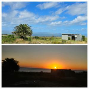 two pictures of a sunset and a house at Altos de Vella Bista in Bella Vista