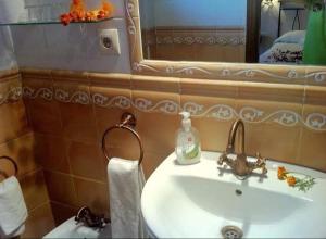 łazienka z umywalką i lustrem w obiekcie Hotel Rural Cristania w mieście Caminomorisco