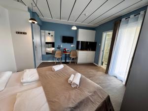 Ένα ή περισσότερα κρεβάτια σε δωμάτιο στο Modern Studio Nr12 private Kitchenette, Bathroom, Balcony