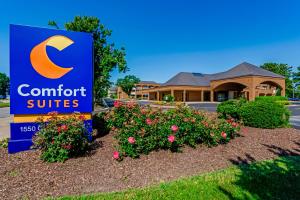 a sign for a comfort suites in front of a building at Comfort Suites Chesapeake - Norfolk in Chesapeake