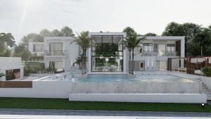 an architectural rendering of a villa with a swimming pool at Ama Villas - Entire Estate in Montego Bay