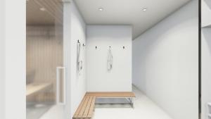 a white bathroom with a walk in shower at Ama Villas - Entire Estate in Montego Bay +48 photos