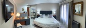 a bedroom with a large bed and a mirror at Spilimbergo's Home in Cordoba