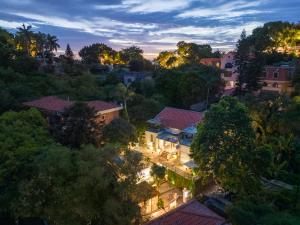 an aerial view of a city at night at Gulangyu Sunlit Rock Garden Resort in Xiamen