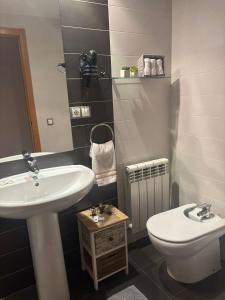 ログローニョにあるApartamentos El Espolónの洗面台とトイレ付きのバスルーム