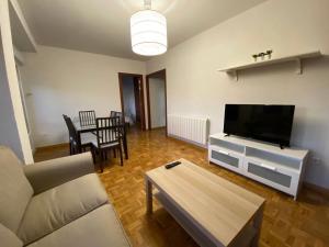 a living room with a couch and a flat screen tv at Sego Apartments III in Segovia