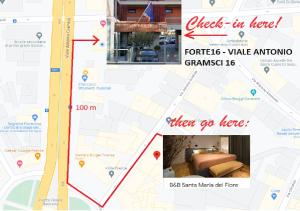 a map of a hotel with a map of a room at B&B Santa Maria del Fiore in Florence