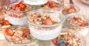 a group of plastic containers filled with food and fruit at Blanc Sable Hôtel in Golfe-Juan