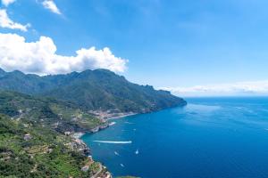 an aerial view of the ocean with a mountain at Casa Ferdimena in Ravello