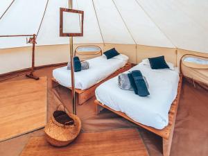 Sainte-Gemme-sur-LoireLodg'ing Nature Camp Anjou的帐篷里有两张床的房间