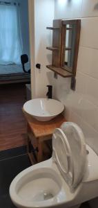 a bathroom with a white toilet and a sink at Flamingo 38 en SúperAnfitrión Coyoacán in Mexico City +20 photos