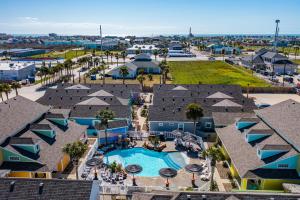 an aerial view of a pool at a resort at Island Time in Port Aransas