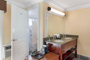 a bathroom with a sink and a mirror at Best Western Harbour Inn & Suites Huntington - Sunset Beach in Huntington Beach