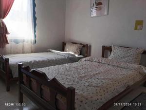 a bedroom with two beds and a window at AGAPI'S HOUSE in Sidirokastro