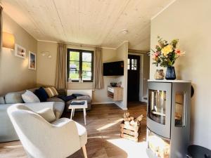 TV a/nebo společenská místnost v ubytování Ferienhaus Inselsommer 10 Feriendorf Klein Stresow Rügen by ruyastay