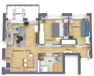 a floor plan of a house at Ferienwohnung Strandloper Parkvillen Carlota und Candela Baabe in Baabe