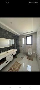 a bathroom with a toilet and a sink and a shower at Villa Green in Hammamet