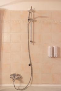 a shower with a shower head in a bathroom at La Corte Moderna nel centro storico - idromassaggio in Clusone