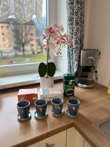 Příslušenství pro přípravu čaje a kávy v ubytování Niklasdorf Bergblick/Erholung