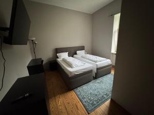 Kleines Zimmer mit 2 Betten und einem Teppich in der Unterkunft Zimmer in Kaiserslautern in Kaiserslautern