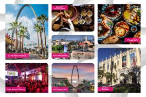 a collage of photos of different cities and landmarks at Eazy Rio by ULIV in Tijuana