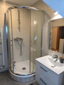 a bathroom with a shower and a sink at Duplex moderne à 10 minutes de Colmar in Wintzenheim +31 photos