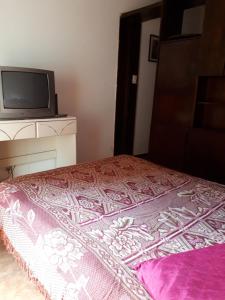 a bedroom with a bed and a tv on a dresser at Susana in Mar del Plata