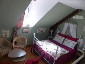 Postel nebo postele na pokoji v ubytování Moulin de la Beraudaie