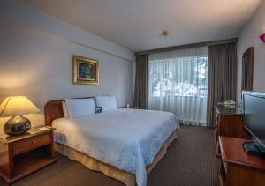 a hotel room with a bed and a television at LUOXO Hotel in Lima