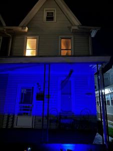 a house with a blue light on the front door at BVF2Bedroom in Harrisburg