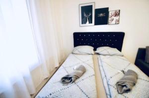 Budget & Friendly 3BR Shared Apt for 9, Near Augarten客房内的一张或多张床位