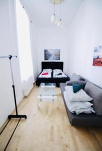 Budget & Friendly 3BR Shared Apt for 9, Near Augarten的休息区