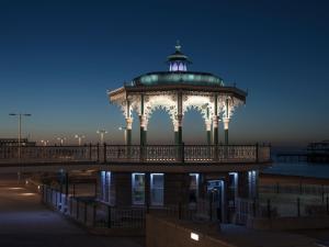 a gazebo on the beach at night at Boutique-Style Apartment in Heart of Brighton Lanes in Brighton & Hove