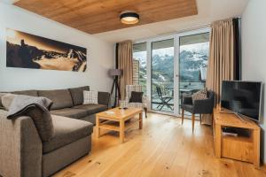 Posezení v ubytování Kühtai Alpensuites