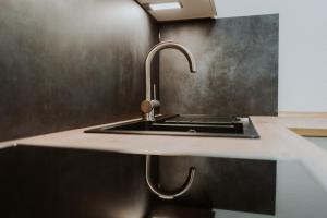 a kitchen sink with a faucet on a counter at Moderne Wohnung in Dernbach WW in Dernbach