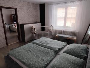 Postel nebo postele na pokoji v ubytování Apartmán pod věží