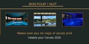 un collage de quatre photos d'une maison dans l'établissement spa de nage et jacuzzi à Séverac d'Aveyron, à Sévérac d' Aveyron