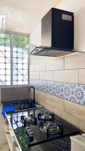 Il comprend une cuisine équipée de plaques de cuisson. dans l'établissement Casa en ixtapa, cerca de playa linda!, à Barrio Nuevo